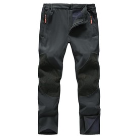 Zoofly - Pantalones de invierno para hombre, impermeables, con forro polar térmico, con bolsillos con cierre, Gris, 32W x 32L