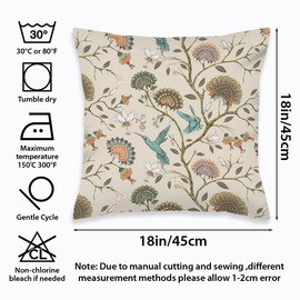 2 Pcs Floral Throw Pillow Cushion Cover, Vintage Garden Plants Herbs Flowers Botanical Classic Design Art, Decorative Square Accent Pillow Case, Gifts for Women Friend Sister Birthday Christmas