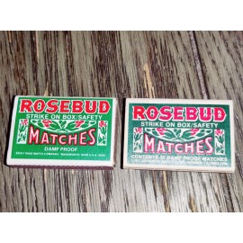 2 Vintage Boxes of Rosebud Matches Strike On Box Safety Damp Proof Matches 1977