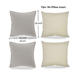 Adam Home Set of 4 Cotton Cushion Covers 45 x 45(18x18 inch) Square Solid Colour Sofa Cushion covers with Zip Closure for Office,Car,Couch,Living Room,Bedroom Décor(Pack of 4, Light Grey)