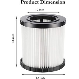4 Pack DCV5801H Wet/Dry Vacuum HEPA Replacement Filter Compatible with DeWalt DCV580 & DCV581H, Reusable and Washable