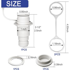 WADY Threaded Drain Plug with Plastic Tethered Cap for Cooler, Compatible with Igloo 50-165 Qt Coolers, Cooler Drain Plug Replacement Parts