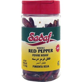 Sadaf Whole Red Pepper - Red Peppers for Cooking, Seasoning and Food Enhancement -Peppers Spice - Kosher - 1 Oz Bottle With Shaker Top