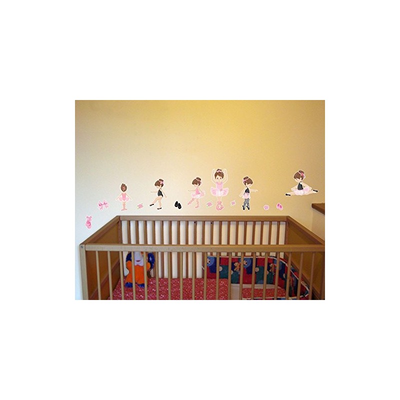 Samunshi® 14-Piece Pink Ballerina Girl Wall Sticker Set Pink Nursery