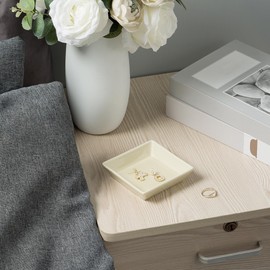 BEUNAIZER Jewelry Dish Tray, Ring Dish, Ceramic Trinket Tray, Key Bowl, Decorative Plate for Earrings Necklaces Watch, for Friends Sisters Daughter Mother (Square Yellow)