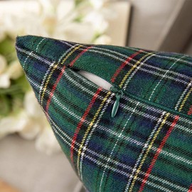 MIULEE Set of 2 Scottish Tartan Plaid Throw Pillow Covers St. Patrick's Day Farmhouse Classic Decorative Cushion Cases for Home Decor Sofa Couch 16x16 Inch, Green