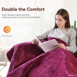 Mlivrom Electric Heated Throw Blanket with 6 Heating Levels & 1-3 hrs Timer Auto-Off,Fast Heating Fleece Warm Bedding Blanket for Whole Body,ETL Certification,Machine Washable 72''x84''