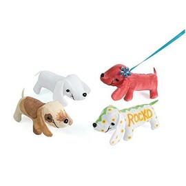 Colorations Set of 12 Decorate Your Own Fabric Plush Stuffed Puppy Dog, Arts & Crafts, Autograph, Signatures, Smooth, 4-1/4"H x 8-1/4"L each