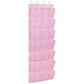 AOODA 28 Large Mesh Pockets Kids Shoe Organizer Hanging Baby Over The Door Shoe Rack For Closet Shoe Holder Hanger for Toddler Girl, Pink
