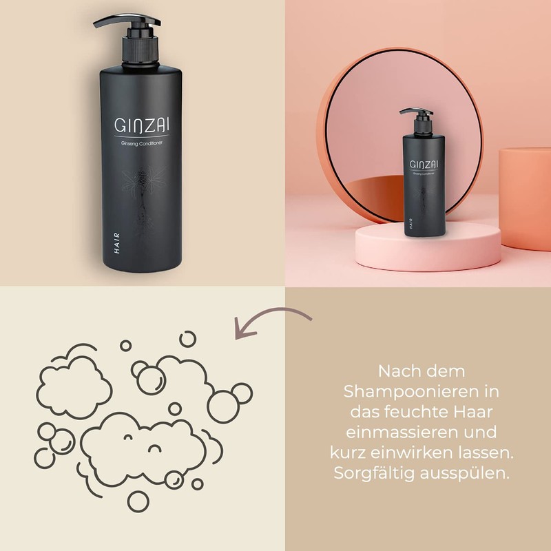 GINZAI Conditioner 300 ml with Ginseng, vegan, against dry and