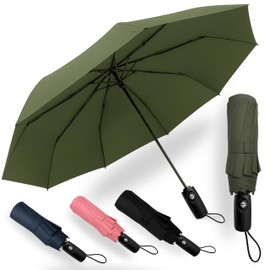 drytogo Stormproof Umbrella Lightweight 390 g Small Diameter 98 cm for Travel and Everyday Use I Pocket Umbrella Automatic Open and Close with One Button I For Men and Women I, Green, Small
