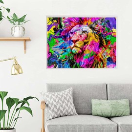 Wooden Jigsaw Puzzle for Adults 1000 Pieces - Lion Colorful - Large 29.5 x 20 inch - Sturdy Tight Fitting Pieces - Easy Open Box - Puzzle Key On Back