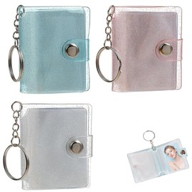 KALOLINNA Photo Album, Mini Photo Album, Mini Photo Bum Keychain, Small Transparent Light Weight, Holds 20 Photos for Students, Couples, Gifts, Graduation, Photo Storage