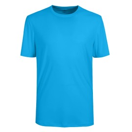MOHEEN Men's Cooling Ice Silk Running Shirts Quick Dry Short Sleeve Athletic Gym T-Shirts UPF 50+ Outdoor Workout Tshirts(Blue,L)