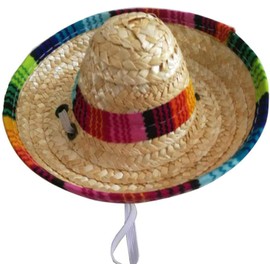 Cat Mexican Hat Mini Sombrero Cinco de Mayo Poncho Party Straw Hats for Small Dog Pets Puppy