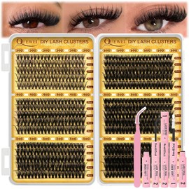 QUEWEL Pestañas Postizas Kit Completo 580 piezas pestañas individuales (longitudes de 10 a 18 mm) — Incluye pegamento para pestañas y pinzas — Para principiantes y expertos (KIT-30-100D)