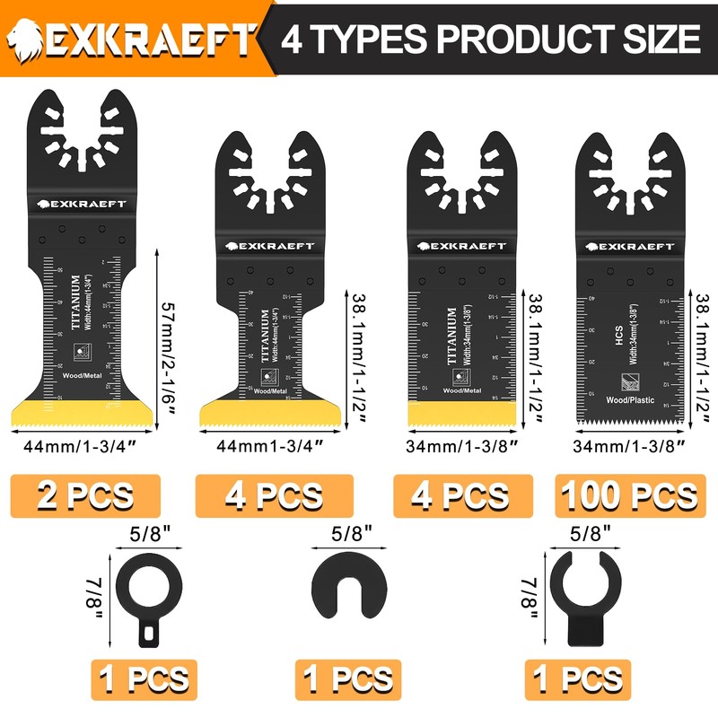 110 PCS Multitool Blades Oscillating Tool Blade, Universal Titanium Oscillating