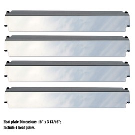 Direct Store Parts DP126 (4-Pack) Stainless Steel Heat Shield/Heat Plates 16" x 3 13/16" Replacement for Charbroil, Thermos, Gas Grill Models (Stainless Steel)
