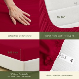 Mayfair Linen 100% Egyptian Cotton King Size Sheets Set - Luxury 600 Series Voyage Collection Egyptian Cotton Sheets King Size (4 PC, Red), Soft, Cooling, 16" Deep Pocket Hotel Bed Sheet Set