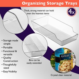 ClearSpace Adjustable Can Organizer for Refrigerator - Expandable Soda Can Dispenser Design Fits Most Cabinets, Pantries, & Refrigerators - Organize Beverages, Soup, & Canned Goods Easily, 4 Pack