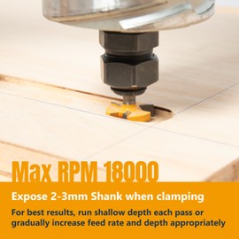 POWERTEC Slab Flattening Router Bit, CNC and Surfacing Router Bit 1/4 Shank, 1" Diameter, 1/4" Cutting Depth, Router Planer Bit - Perfect for Spoilboard Surfacing, Wood Milling Planing - 2PK, 73057-P2