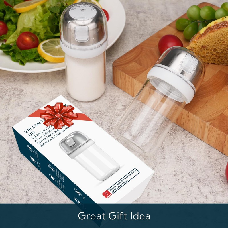 KTCHENDAO 2 in 1 Glass Salt Shaker with Side Pour