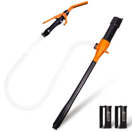 Battery Powered Fuel Transfer Pump - Water transfer Pump, Portable Electric Siphon Fuel Transfer Pump - Operated Stick Pumps, Full Power 2.2 Gallons Per Min,Hand-Held Nozzle With Hose (black-orange)