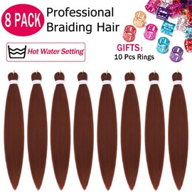 Alrence Pre Stretched Braiding Hair Long Braid 30 Inch 8 Packs Professional Braiding Hair Extensions Synthetic Crochet Twist Braids (30 Inch, 350#)