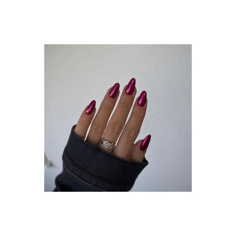 SXVME Uñas Postizas De Metal Con Efecto Espejo, Ovaladas, Acrílicas,