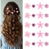 Padorul 20pcs Crystal Rhinestone Mini Flower Hair Clips, Pink Hairpins