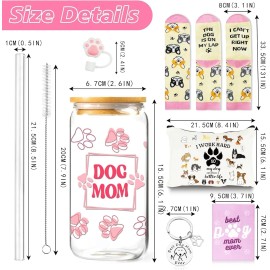 Mason Life Dog Lovers Gifts for Women, Mom Glass Cup normal size, DOGMOM-Sock-Pi