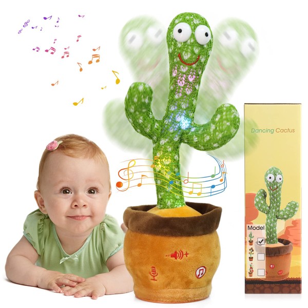 MIAODAM Moving Cactus Toy, Movable Cactus, Volume Control, Dancing Cactus, Embroidery Buttons, Boxed, Children's Day, Birthday, Christmas, Gift, Singing Stuffed Animal, Dancing Cactus Toy, Cactus Toy, Whimsical Plush Toy, Recording, Decoration