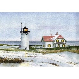 Bella Terra Race Point Lighthouse Provincetown Cape Cod Massachusetts Watercolor Notecards - Set of 12