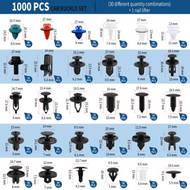 laffoonparts 1000Pcs Car Push Retainer Clips Screw Assortment Kit with 1pcs Blue Fastener Remover Replacement for Ford, Replacement for GM, Replacement for Chrysler, Replacement for Toyota
