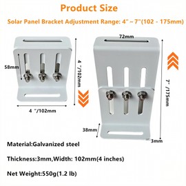 BIAXJUNY Adjustable Solar Panel Tilt Mount Bracket, Heavy Duty Solar Panel Mounting Kit for RVs, Trailers, Boats, Yachts, Roof, Wall and Off-Grid Systems ，4Pack (2 Pairs)