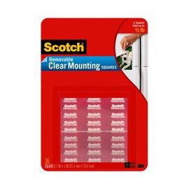 Scotch Removable Mounting Squares, 1-inch x 1-inch, Clear, 16-Squares (859-MED)