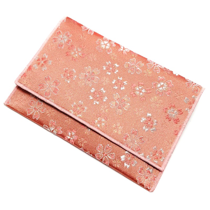 Lacquer Pludacter with Prayer Beads Bag, Cherry Blossom Brocade, Pink