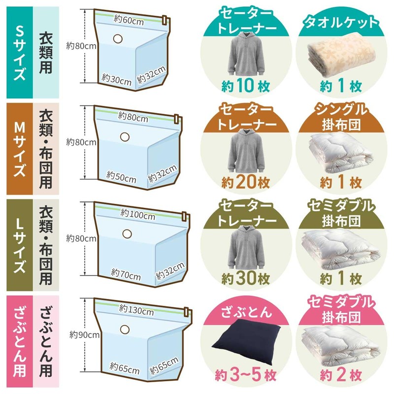 "Almost" Square Compression Bags for Clothes and Futons (M Size)