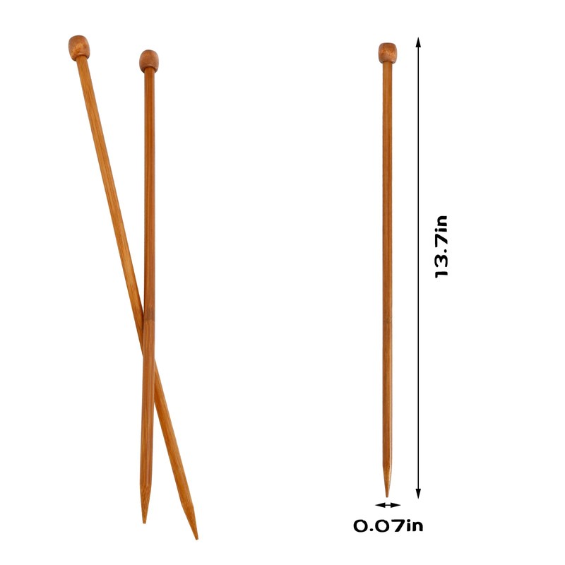 2 Pack Bamboo Straight Single Pointed 14 Inch Beginners Hand