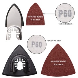 105PCS Oscillating Tool Detail Sanding Pads Kit, 3Pcs Triangle and 2Pcs Finger Sanding Pad, 100Pcs Multitool Sandpaper, Grit Fit for Finishing Wood Sanding Plaster