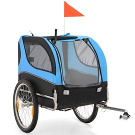 PETSITE Dog Bike Trailer, Dog Cart for Bicycle with 3 Breathable Mesh Entrances, Safety Flage, Easy Folding Pet Carrier with Quick Release Wheels, Pet Bike Trailer for Small & Medium Sized Dogs