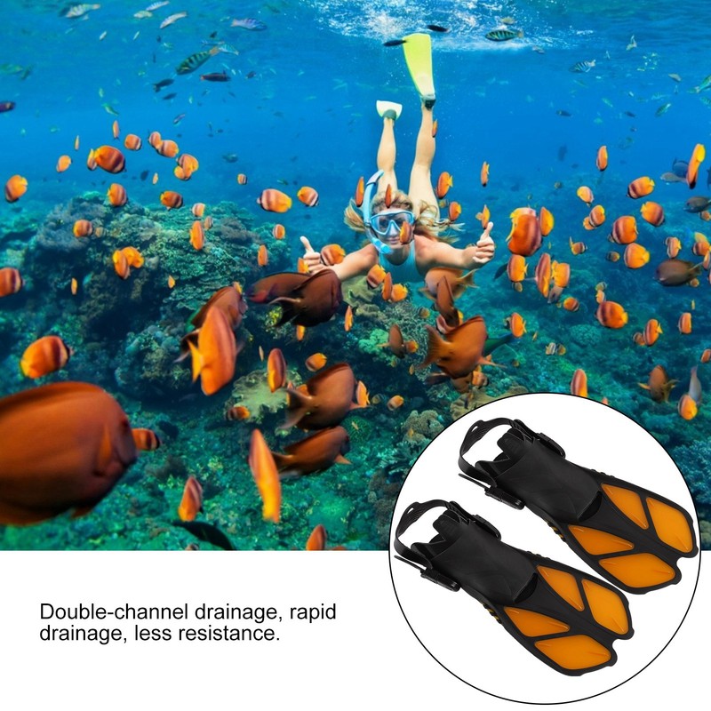 2pcs Adjustable Snorkel Fins Soft TPR Open Heel Long Diving