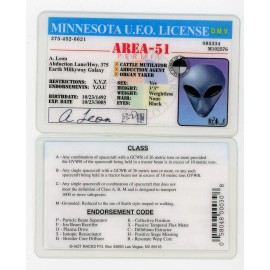 NEW Actual Alien Area 51 Permit UFO Driver's License - Minnesota