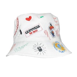 Guinness White Sun Bucket Hat with Doodle Designs