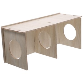 Mikikit Wooden Hamster House, 3 Chambers, Hamster Hideout, Habitat, Guinea Pigs, Nest House for Mice, Small Animals