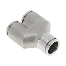 HOPESPANNER Push to Connect Air Fittings 5/8" Y Type Air Line Quick Connector 304 Stainless Steel 1 Pc Silver Tone