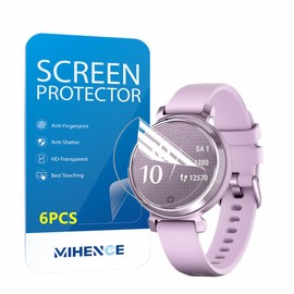 MIHENCE Screen Protector Compatible for Garmin Lily 2 Smartwatch, HD Full Coverage TPU Protective Film (6PCS), transparent