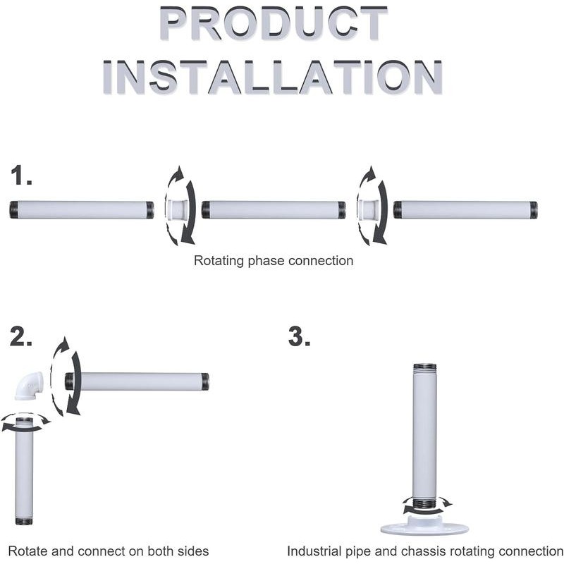30inch Wall/Ceiling Mounted Detachable White Iron Clothes Bar Heavy Duty