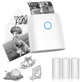JADENS Mini Sticker Printer-2 Inch Bluetooth Thermal Pocket Printer,Inkless Portable Printer for Study Notes,Photos, Memos,Lists,Christmas Gifts:_1 Printer (White)+3 Roll label