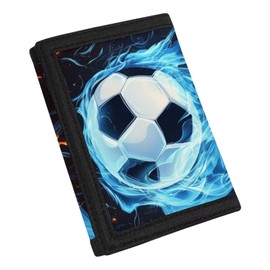 COEQINE Soccer Wallets for Boys, Kids' Wallets with Coin Pocket, Trifold with ID Window for Travel, Outdoor, Birthday for Son